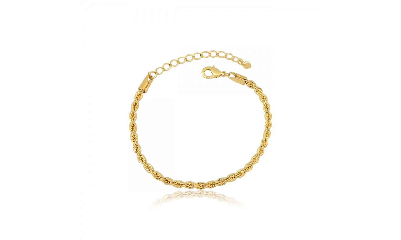 Pulseira Corrente Torcida Banho de Ouro 18k